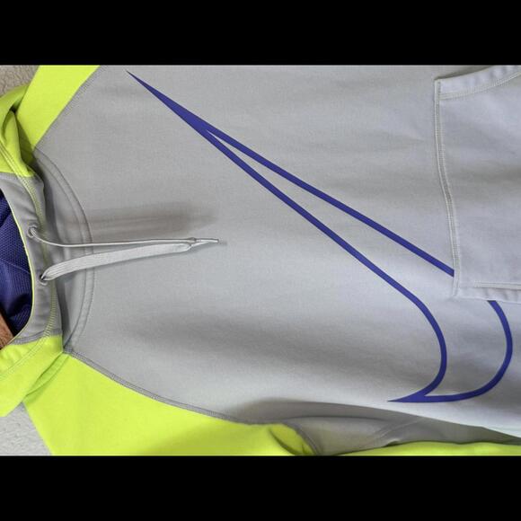 Nike‎ Therma Fit Hoodie Big Swoosh Men's L Neon Bright Colors - Picture 4 of 7